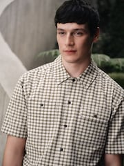 Grønn - Teksturert Rutemønster Kortermet Skjorte - Bilde 4 av 7