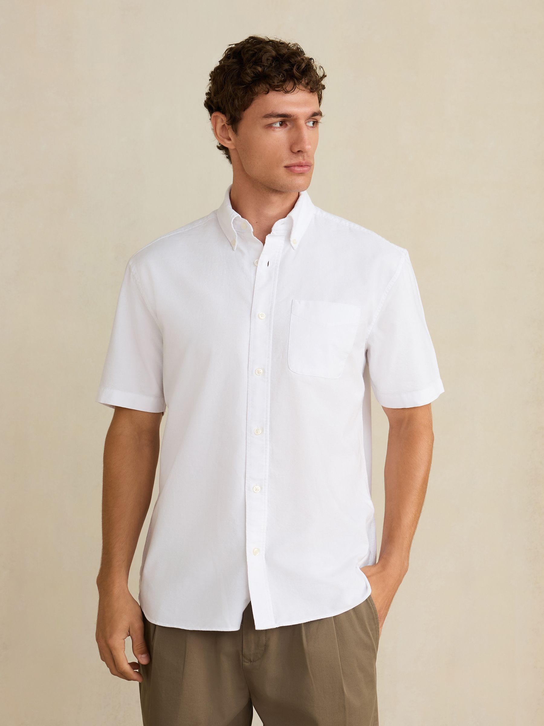 Buy White Short Sleeve N.Premium 100% Cotton Regular Fit Oxford