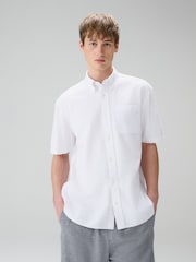 Hvit - Kortermet  - Lett Oxford-skjorte med lomme - Bilde 1 av 9