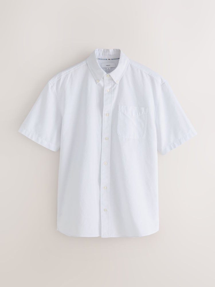 White Short Sleeve N.Premium 100% Cotton Regular Fit Oxford Shirt - Image 7 of 7
