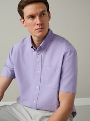 Lilac Purple Short Sleeve Lightweight Pocket Oxford  Shirt - Image 1 of 8
