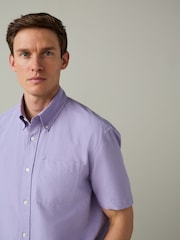 Lilac Purple Short Sleeve Lightweight Pocket Oxford  Shirt - Image 3 of 8