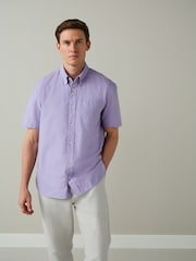 Lilac Purple Short Sleeve Lightweight Pocket Oxford  Shirt - Image 4 of 8