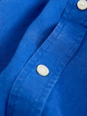 Blue Short Sleeve Signature 100% Linen Shirt - Image 9 of 9