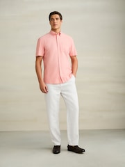 Coral Pink Short Sleeve Lightweight Pocket Oxford  Shirt - Image 2 of 8
