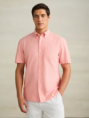 Coral Pink Short Sleeve Lightweight Pocket Oxford  Shirt - Image 3 of 8