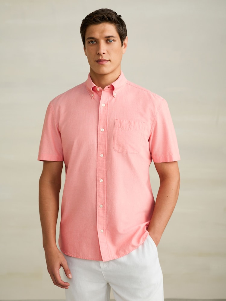 coral pink dress shirt Buy Coral Pink Short Sleeve N.Premium 100% Cotton Regular Fit Oxford Shirt  from Next USA