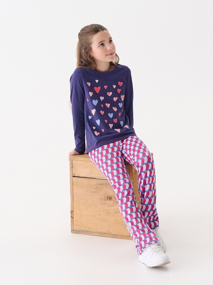 Hatley Blue Falling Hearts Long Sleeve T-Shirt - Image 2 of 4 Hatley Blue Falling Hearts Long Sleeve T-Shirt - Image 2 of 4