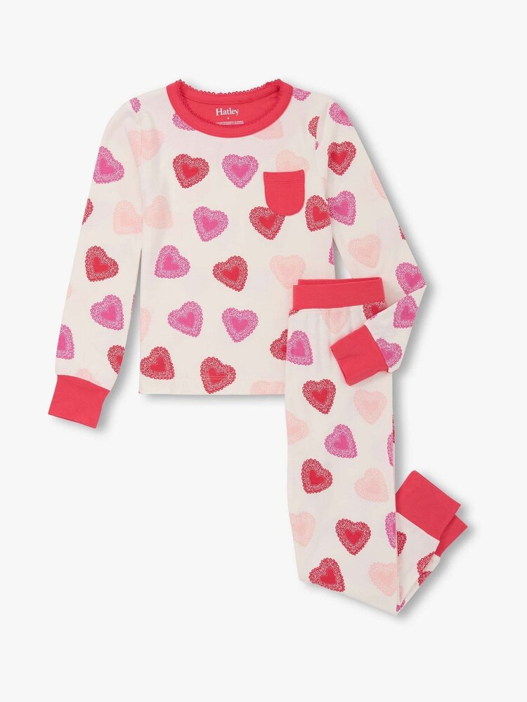 Hatley Natural Cut Out Hearts Bamboo Pyjamas Set - Image 1 of 3