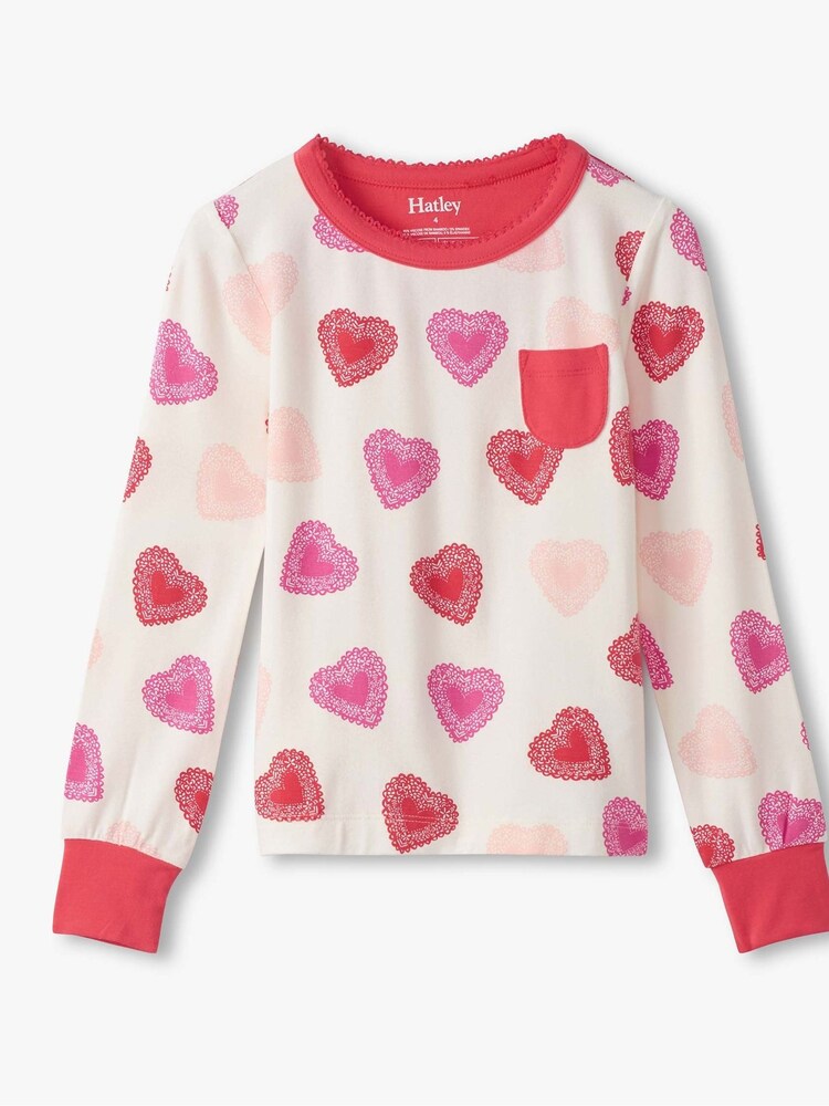 Hatley Natural Cut Out Hearts Bamboo Pyjamas Set - Image 2 of 3 Hatley Natural Cut Out Hearts Bamboo Pyjamas Set - Image 2 of 3