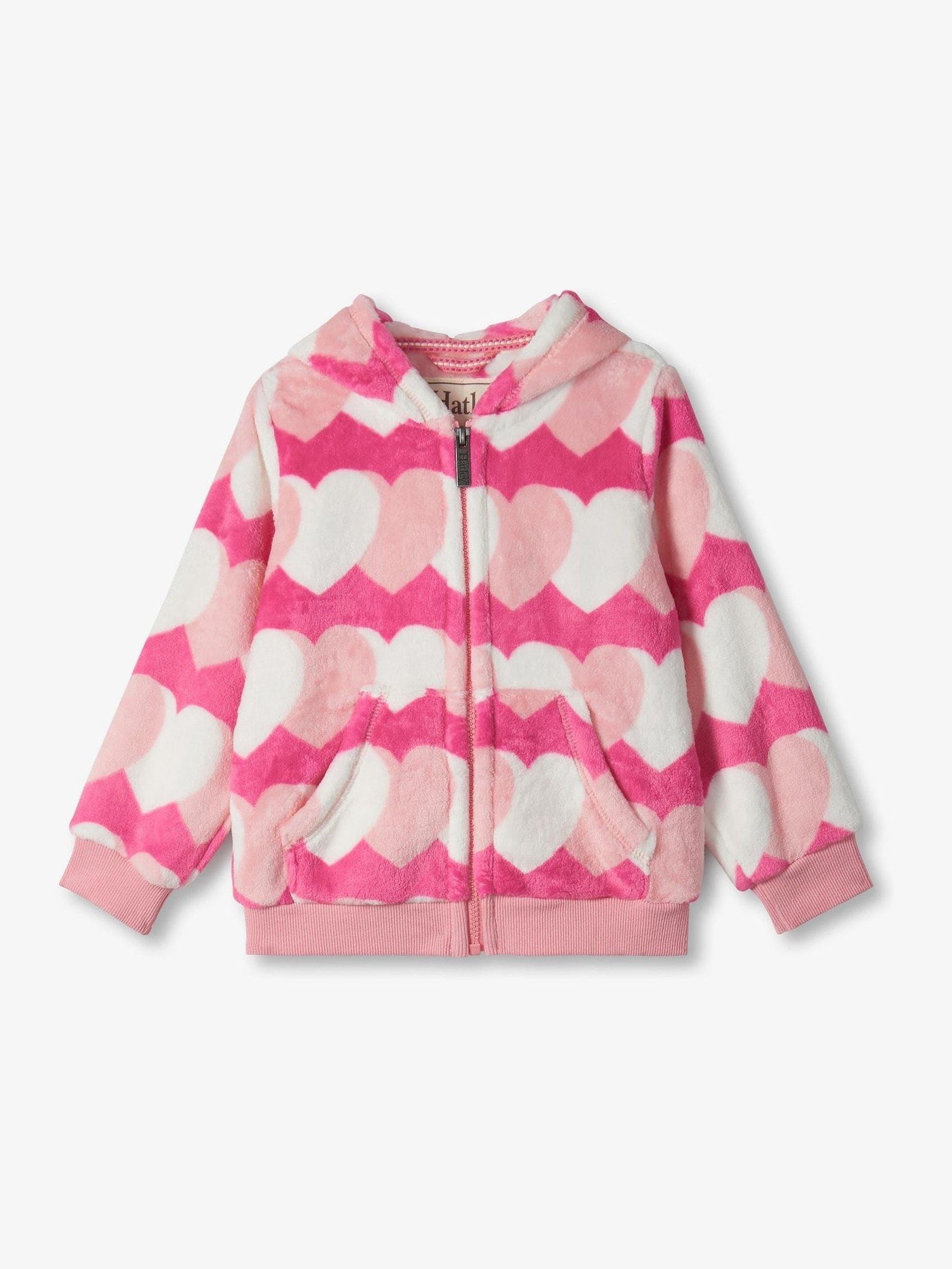 Buy Hatley Pink Graphic Hearts Fleece Zip-Up Hoodie from Next USA