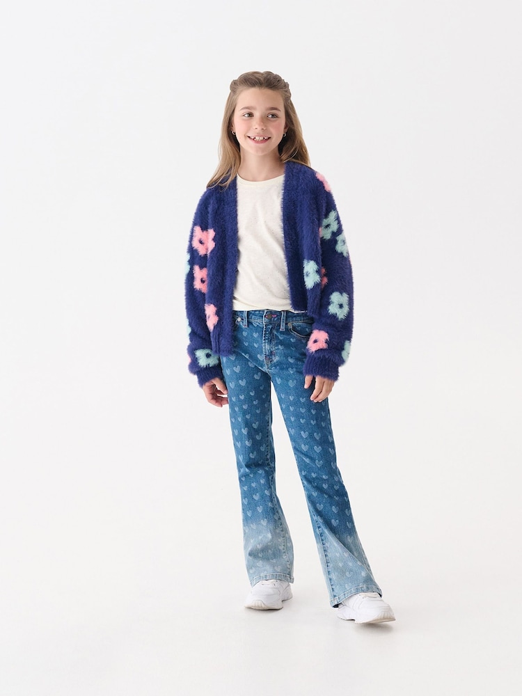 Hatley Blue Hearts Flared Leg Denim Jeans - Image 2 of 4 Hatley Blue Hearts Flared Leg Denim Jeans - Image 2 of 4