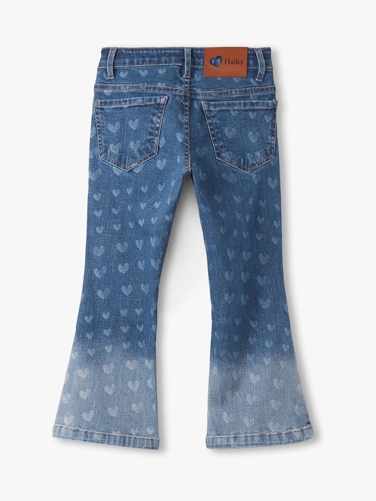 Hatley Blue Hearts Flared Leg Denim Jeans - Image 4 of 4 Hatley Blue Hearts Flared Leg Denim Jeans - Image 4 of 4