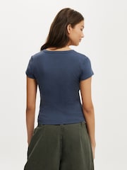 Azul - Cotton On Christy Henley T-Shirt - Imagem 2 de 4