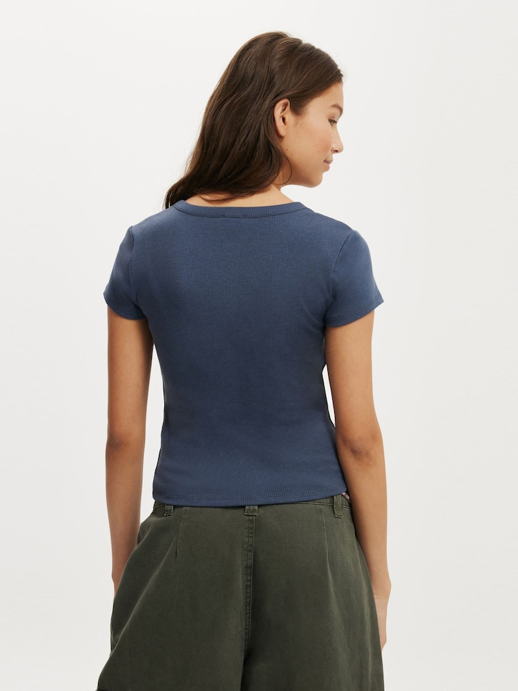 Azul - Cotton On Christy Henley T-Shirt - Imagem 2 de 4