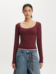 Cotton On Red Hold Me Long Sleeve Top - Image 1 of 4