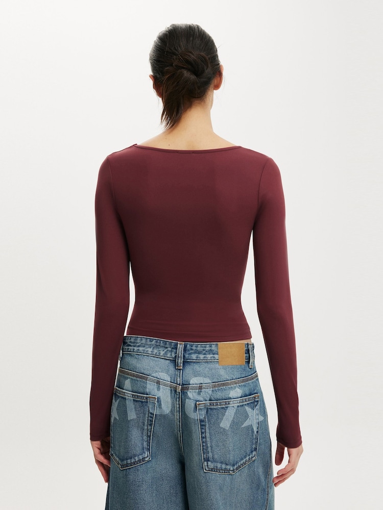 Cotton On Red Hold Me Long Sleeve Top - Image 2 of 4 Cotton On Red Hold Me Long Sleeve Top - Image 2 of 4