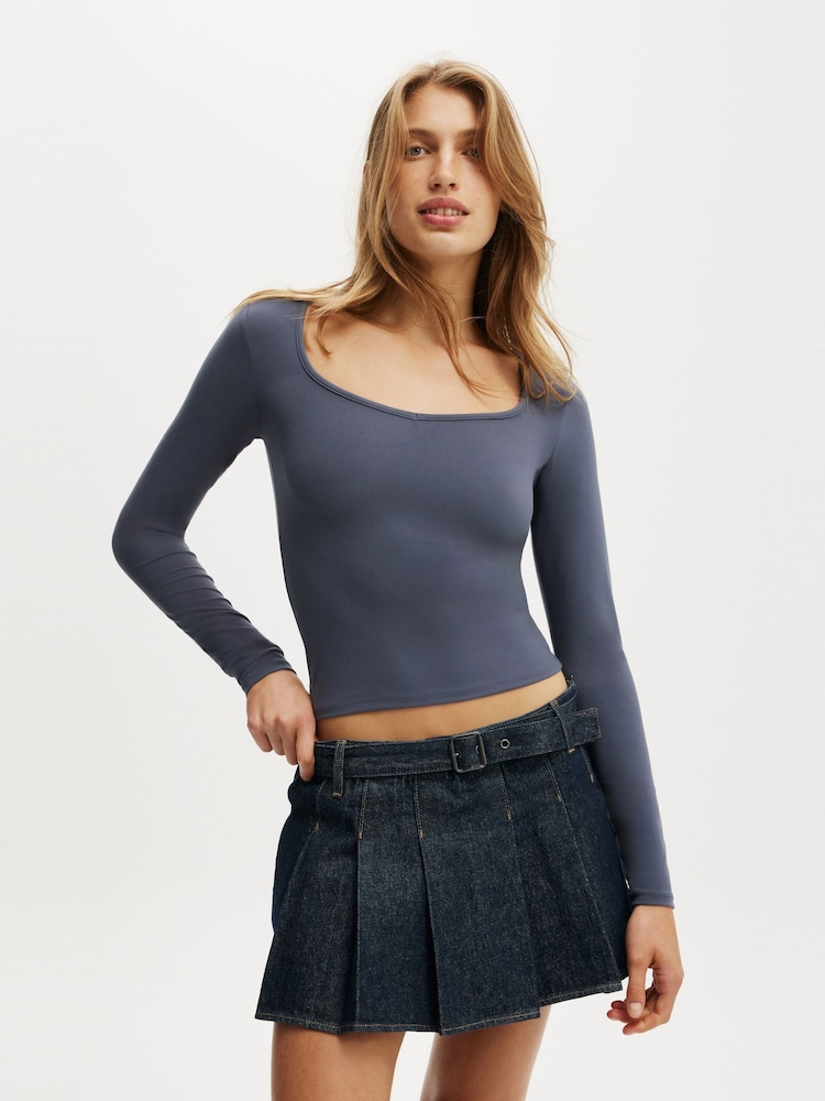 Cotton On Blue Hold Me Long Sleeve Top - Image 1 of 4 Cotton On Blue Hold Me Long Sleeve Top - Image 1 of 4