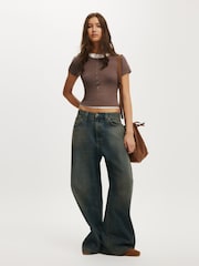 Castanho - Cotton On Christy Henley T-Shirt - Imagem 4 de 4