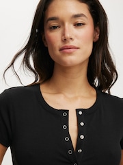 Preto - Cotton On Christy Henley T-Shirt - Imagem 3 de 4