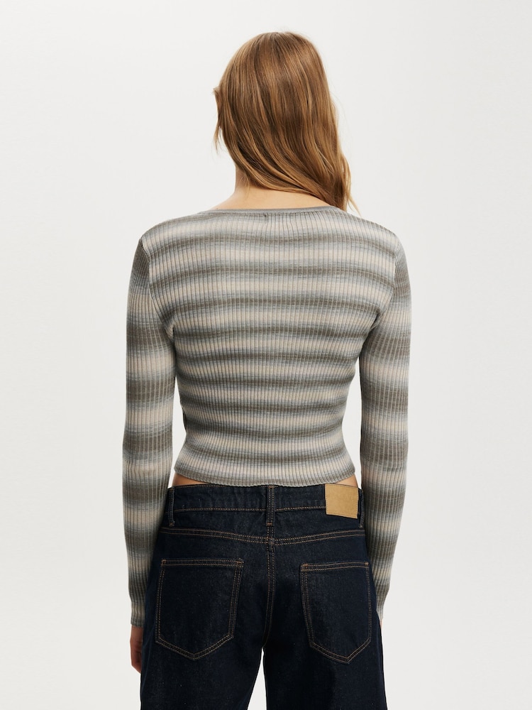 Cotton On Grey Everfine Rib Knit Cardigan - Image 2 of 4 Cotton On Grey Everfine Rib Knit Cardigan - Image 2 of 4