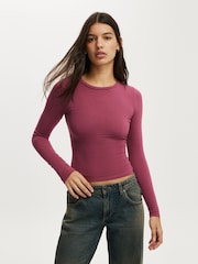 Vermelho - Camiseta de manga comprida Cotton On All Day Crew - Imagem 1 de 4