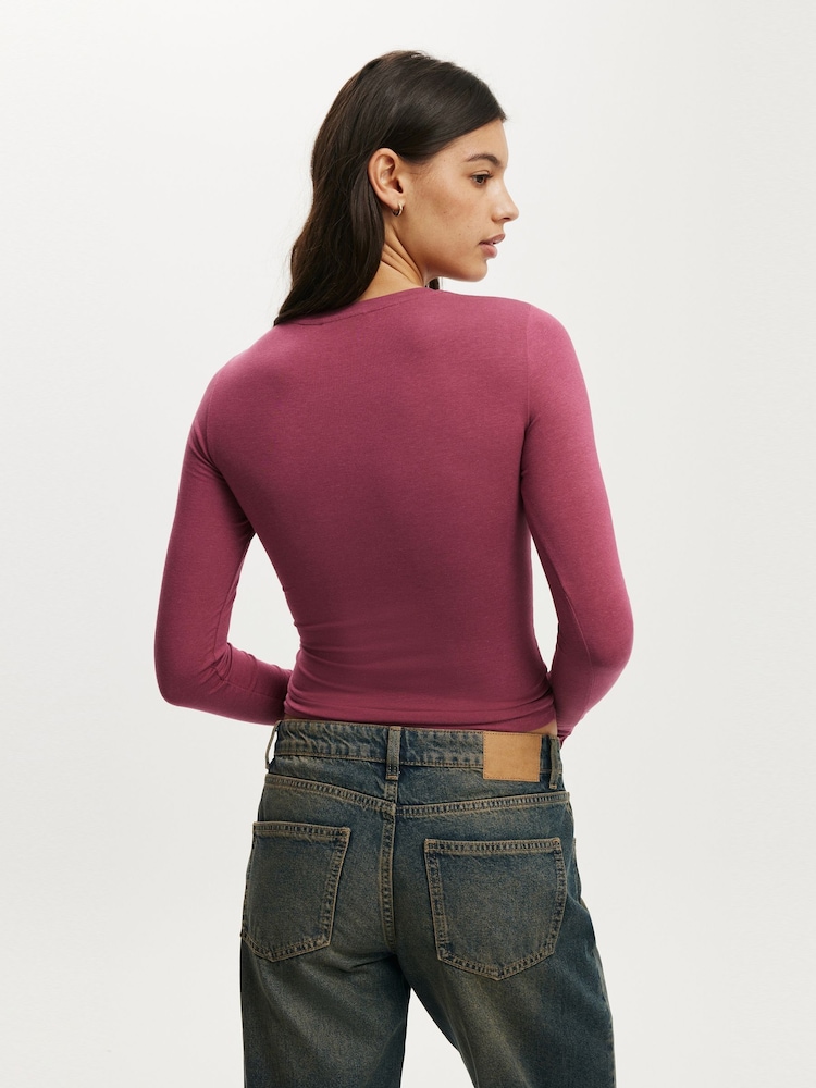 Cotton On Red All Day Crew Long Sleeve Top - Image 2 of 4 Cotton On Red All Day Crew Long Sleeve Top - Image 2 of 4