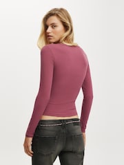 Cotton On Red Ryan Henley Long Sleeve Top - Image 2 of 4