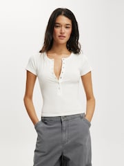 Branco - Cotton On Christy Henley T-Shirt - Imagem 1 de 4