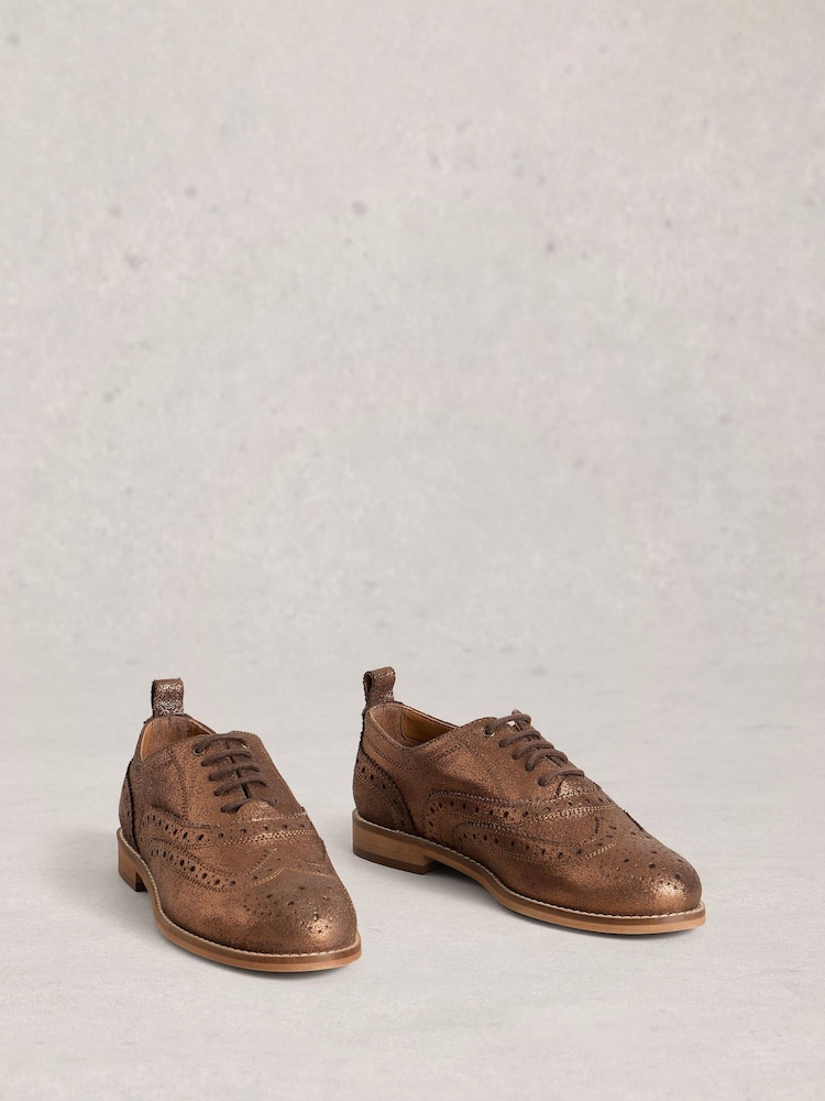 White Stuff Gold Thistle Lace Up Brogues - Image 2 of 4 White Stuff Gold Thistle Lace Up Brogues - Image 2 of 4
