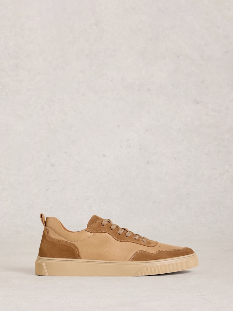 White Stuff Brown Les Leather Lace Up Sneakers - Image 1 of 4
