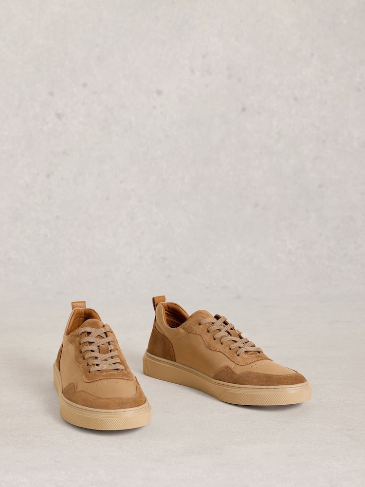 White Stuff Brown Les Leather Lace Up Sneakers - Image 2 of 4
