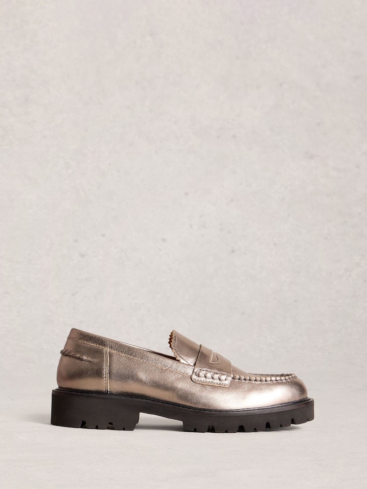 White Stuff Metallic Laura Chunky Loafers - Image 1 of 5