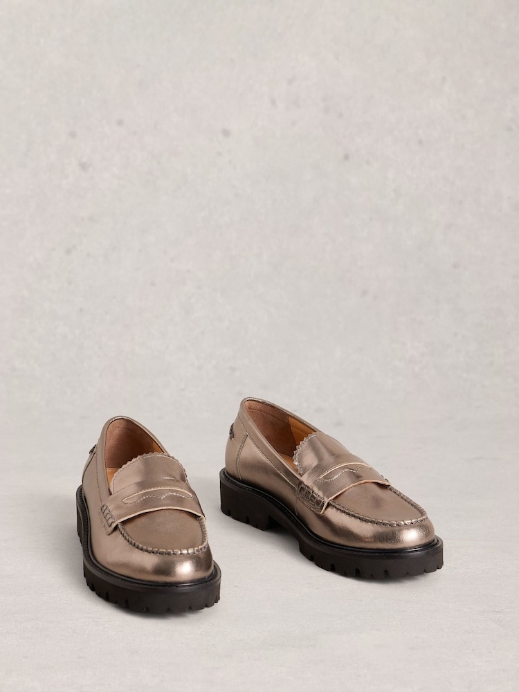 White Stuff Metallic Laura Chunky Loafers - Image 2 of 5