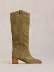 White Stuff Green Izzy Suede Knee High Boots - Image 1 of 4