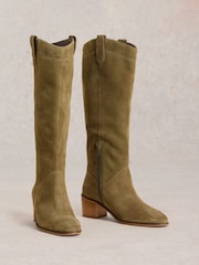 White Stuff Green Izzy Suede Knee High Boots - Image 2 of 4
