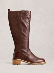 White Stuff Brown Serena Leather Knee High Boots - Image 1 of 4