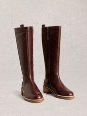 White Stuff Brown Serena Leather Knee High Boots - Image 2 of 4