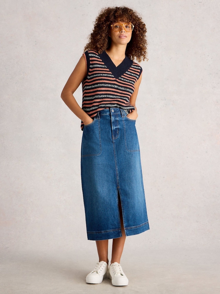White Stuff Blue Tia Denim Midi Skirt - Image 1 of 6 White Stuff Blue Tia Denim Midi Skirt - Image 1 of 6