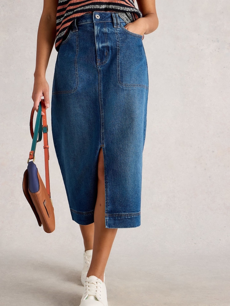White Stuff Blue Tia Denim Midi Skirt - Image 2 of 6 White Stuff Blue Tia Denim Midi Skirt - Image 2 of 6