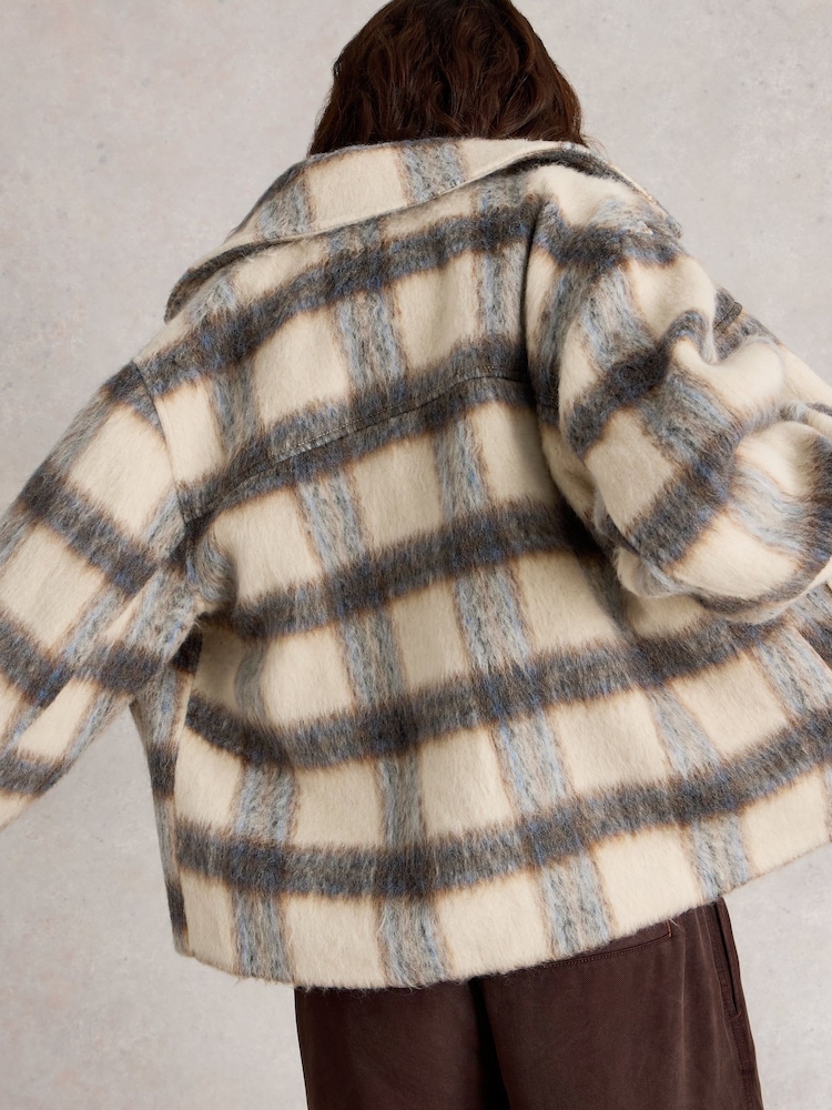 White Stuff Blue Alexa Check Wool Blend Jacket - Image 2 of 6