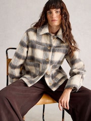 White Stuff Blue Alexa Check Wool Blend Jacket - Image 3 of 6