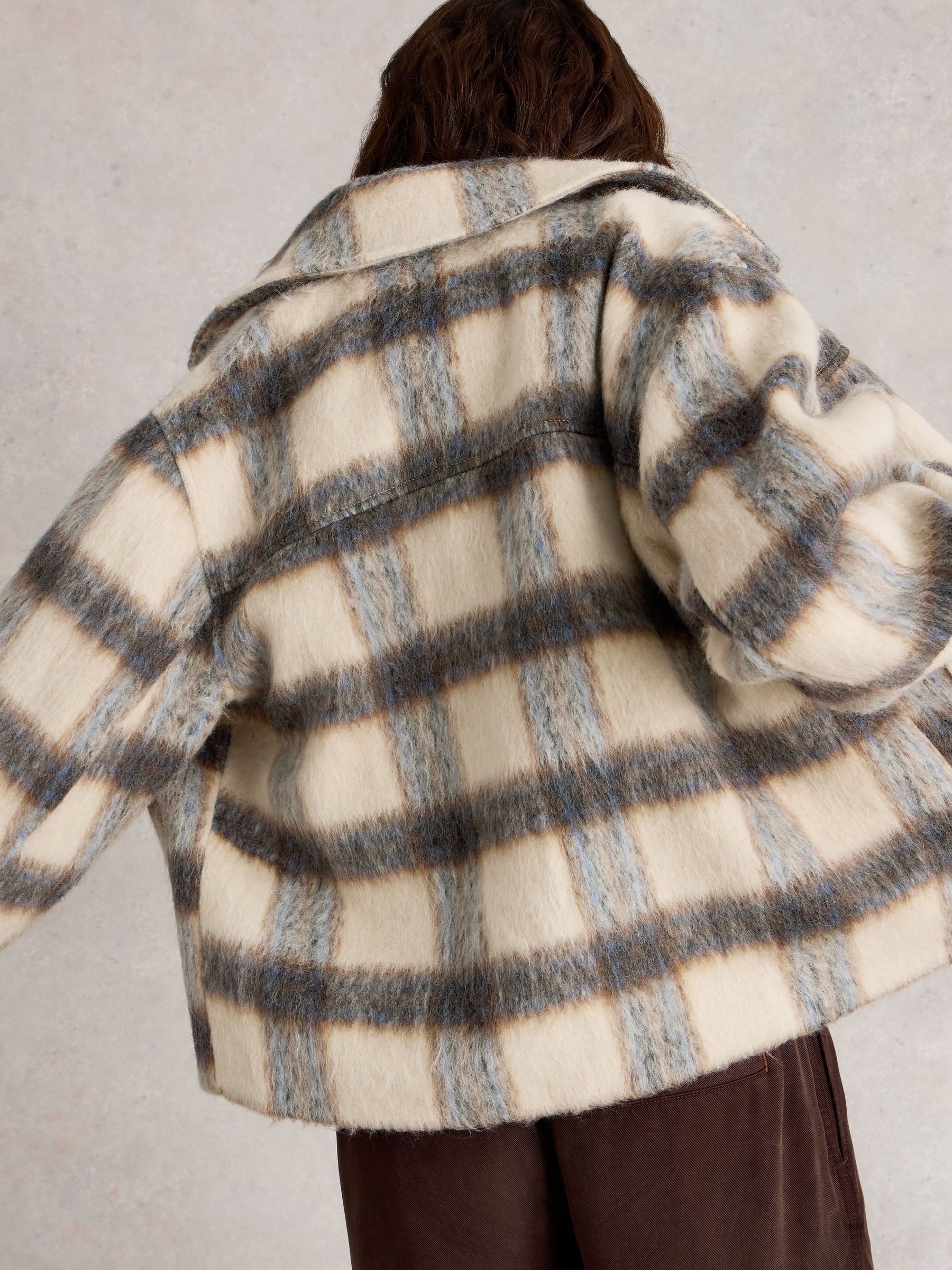 Buy White Stuff Blue Alexa Check Wool Blend Jacket from the Next