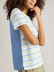 White Stuff Blue Abbie Mix T-Shirt - Image 4 of 6