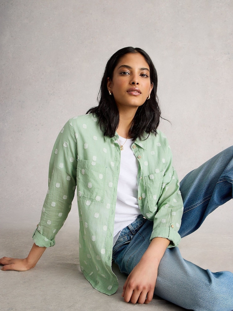 White Stuff Green Sophie Cotton Shirt - Image 2 of 5