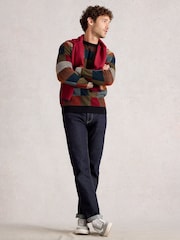White Stuff Red Checkerboard Crew Neck Jumper - Image 1 of 6