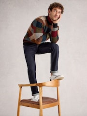 White Stuff Red Checkerboard Crew Neck Jumper - Image 2 of 6