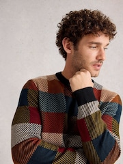 White Stuff Red Checkerboard Crew Neck Jumper - Image 4 of 6