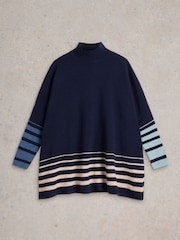 White Stuff Blue Side Slit Thrown On Poncho - Image 5 of 6