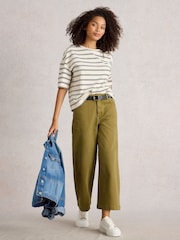 White Stuff Green Tia Wide Leg Crop Jeans - Image 1 of 6